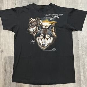 3D Emblem VTG On The 8th Day God Created BMW Biker Wolf 80s T Shirt E30 M3 Large